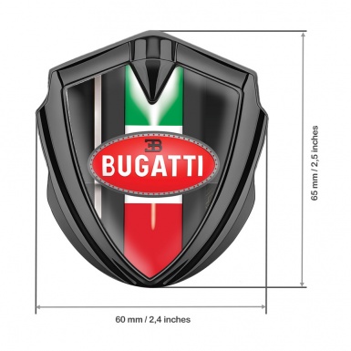 Bugatti Fender Emblem Badge Graphite White Stripe Italian Flag Edition