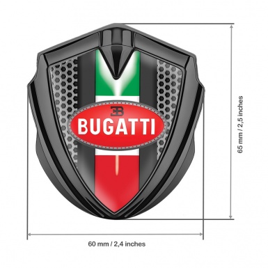 Bugatti Emblem Trunk Badge Graphite Hexagon Frame Italian Flag Design