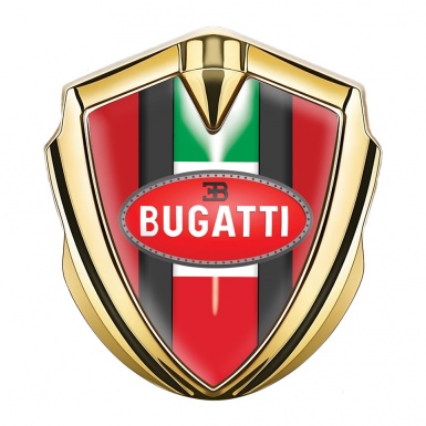 Bugatti Emblem Self Adhesive Gold Red Base Italian Flag Edition