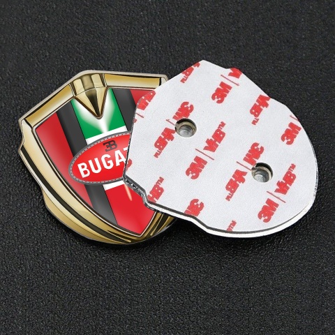 Bugatti Emblem Self Adhesive Gold Red Base Italian Flag Edition