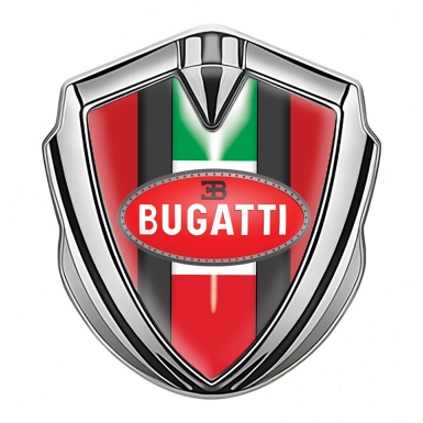 Bugatti Emblem Self Adhesive Silver Red Base Italian Flag Edition