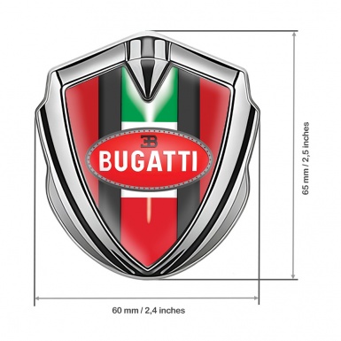 Bugatti Emblem Self Adhesive Silver Red Base Italian Flag Edition