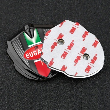 Bugatti Domed Emblem Badge Graphite Light Carbon Italian Flag Edition