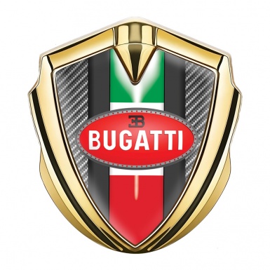 Bugatti Domed Emblem Badge Gold Light Carbon Italian Flag Edition