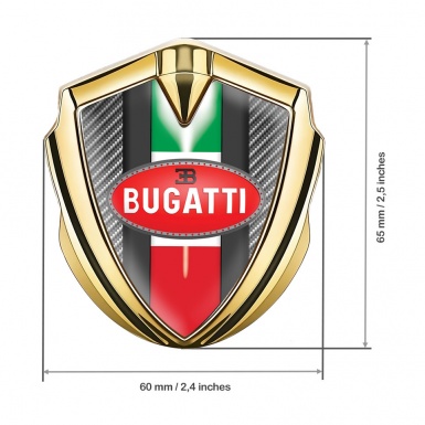 Bugatti Domed Emblem Badge Gold Light Carbon Italian Flag Edition