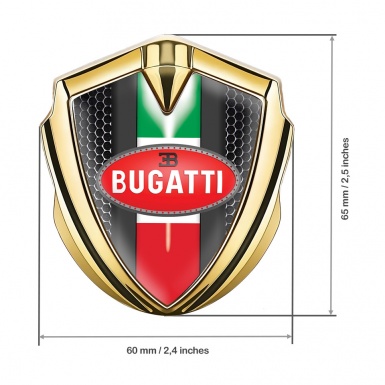 Bugatti Emblem Ornament Badge Gold Metal Grate Italian Flag Edition