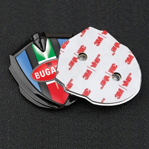 Bugatti Bodyside Domed Emblem Graphite Glacial Blue Italian Flag Edition