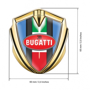 Bugatti Bodyside Domed Emblem Gold Glacial Blue Italian Flag Edition