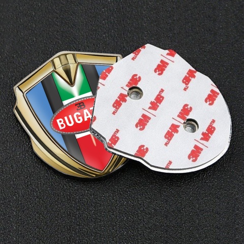 Bugatti Bodyside Domed Emblem Gold Glacial Blue Italian Flag Edition