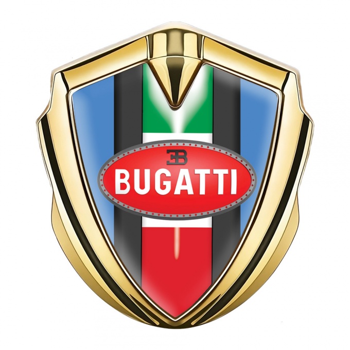 Bugatti Bodyside Domed Emblem Gold Glacial Blue Italian Flag Edition