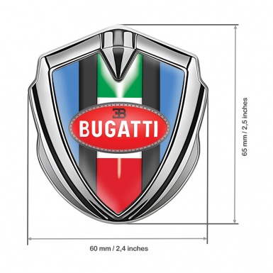 Bugatti Bodyside Domed Emblem Silver Glacial Blue Italian Flag Edition