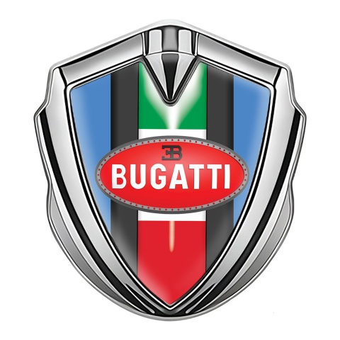 Bugatti Bodyside Domed Emblem Silver Glacial Blue Italian Flag Edition