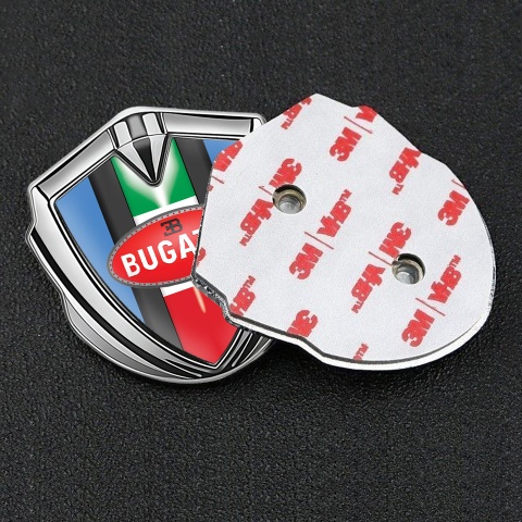 Bugatti Bodyside Domed Emblem Silver Glacial Blue Italian Flag Edition