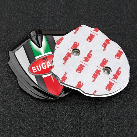 Bugatti Emblem Metal Badge Graphite Moon Grey Italian Flag Edition