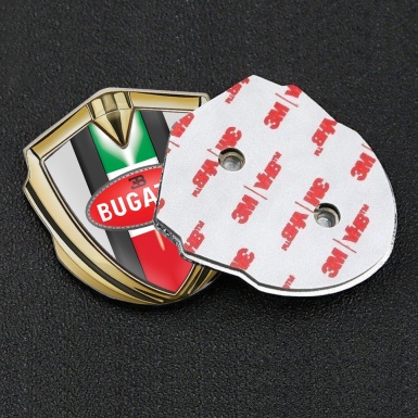 Bugatti Emblem Metal Badge Gold Moon Grey Italian Flag Edition