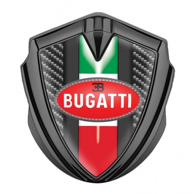 Bugatti 3d Emblem Badge Graphite Dark Carbon Italian Flag Edition