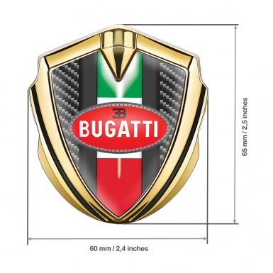 Bugatti 3d Emblem Badge Gold Dark Carbon Italian Flag Edition