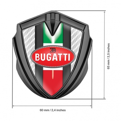 Bugatti Silicon Emblem Badge Graphite White Carbon Italian Flag Edition