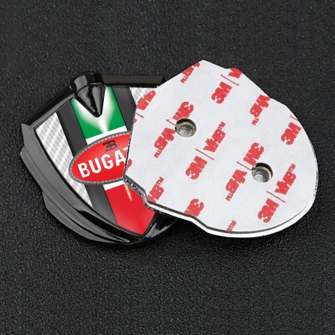 Bugatti Silicon Emblem Badge Graphite White Carbon Italian Flag Edition