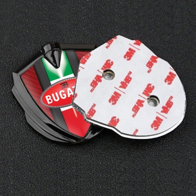 Bugatti Emblem Car Badge Graphite Red Carbon Italian Flag Edition