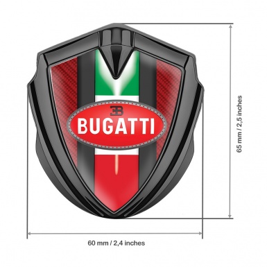 Bugatti Emblem Car Badge Graphite Red Carbon Italian Flag Edition