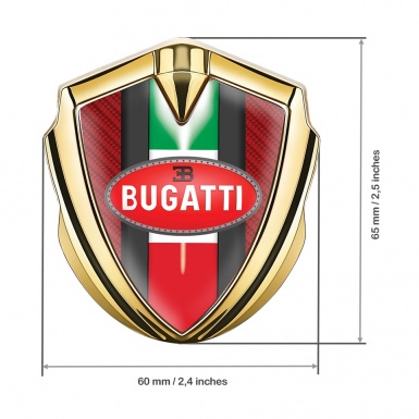 Bugatti Emblem Car Badge Gold Red Carbon Italian Flag Edition
