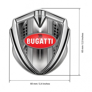 Bugatti Metal Domed Emblem Silver Iron Effect Classic Oval Logo Design