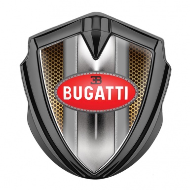 Bugatti Emblem Badge Self Adhesive Graphite Orange Grate Italian Motif