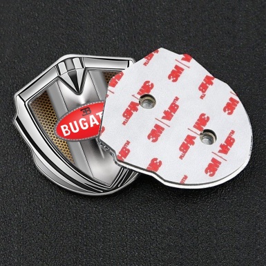 Bugatti Emblem Badge Self Adhesive Silver Orange Grate Italian Motif