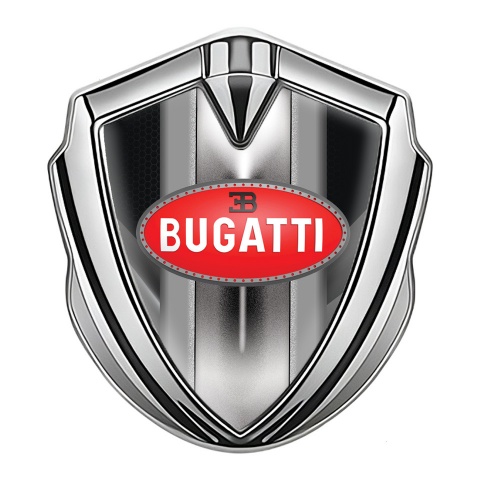 Bugatti Emblem Fender Badge Silver Grey Elements Italian Motif