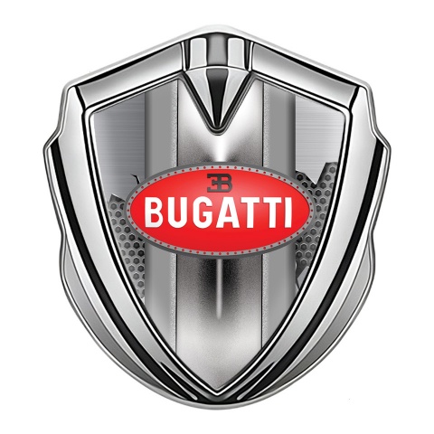 Bugatti Fender Emblem Badge Silver Broken Steel Italian Edition