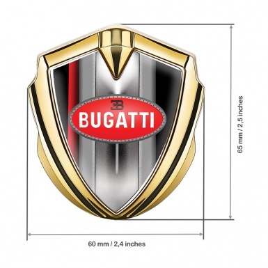 Bugatti Emblem Self Adhesive Gold Red Stripe Classic Oval Logo