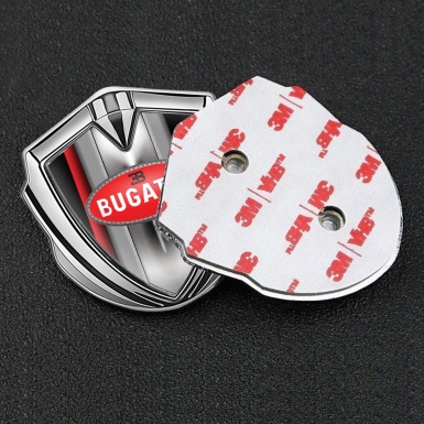 Bugatti Emblem Self Adhesive Silver Red Stripe Classic Oval Logo