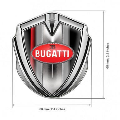 Bugatti Emblem Self Adhesive Silver Red Stripe Classic Oval Logo
