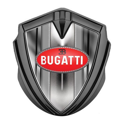 Bugatti Metal Emblem Badge Graphite Metallic Finish Classic Oval Logo