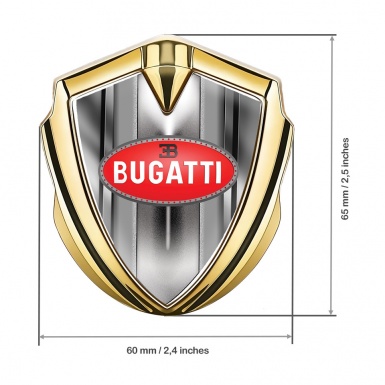 Bugatti Metal Emblem Badge Gold Metallic Finish Classic Oval Logo