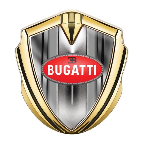 Bugatti Metal Emblem Badge Gold Metallic Finish Classic Oval Logo