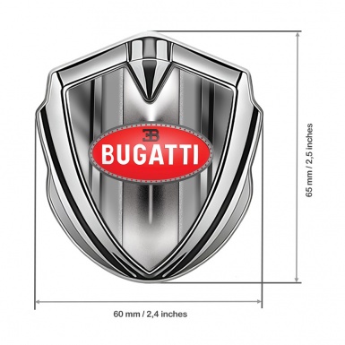 Bugatti Metal Emblem Badge Silver Metallic Finish Classic Oval Logo