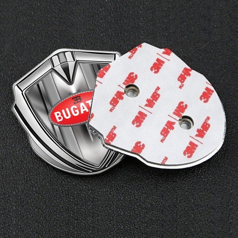 Bugatti Metal Emblem Badge Silver Metallic Finish Classic Oval Logo