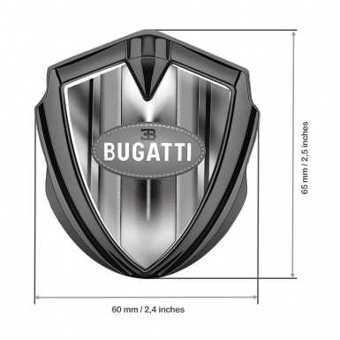 Bugatti Domed Emblem Badge Graphite Metallic Finish Classic Grey Logo