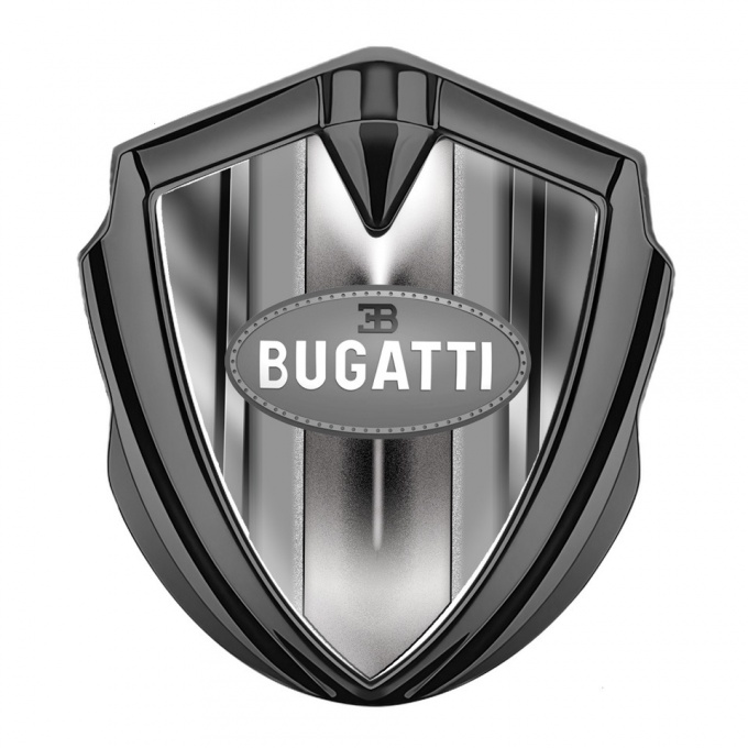 Bugatti Domed Emblem Badge Graphite Metallic Finish Classic Grey Logo