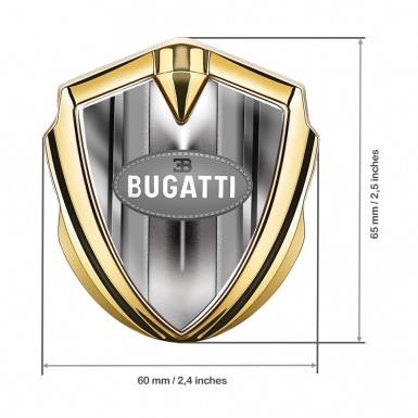 Bugatti Domed Emblem Badge Gold Metallic Finish Classic Grey Logo