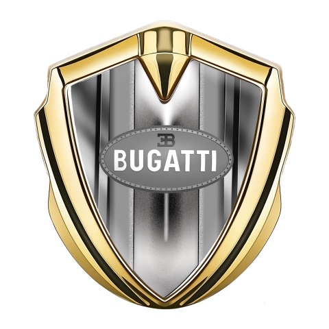 Bugatti Domed Emblem Badge Gold Metallic Finish Classic Grey Logo