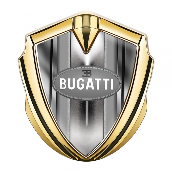 Bugatti Domed Emblem Badge Gold Metallic Finish Classic Grey Logo