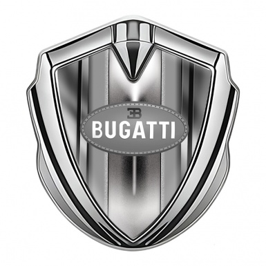 Bugatti Domed Emblem Badge Silver Metallic Finish Classic Grey Logo