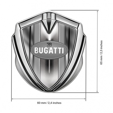 Bugatti Domed Emblem Badge Silver Metallic Finish Classic Grey Logo