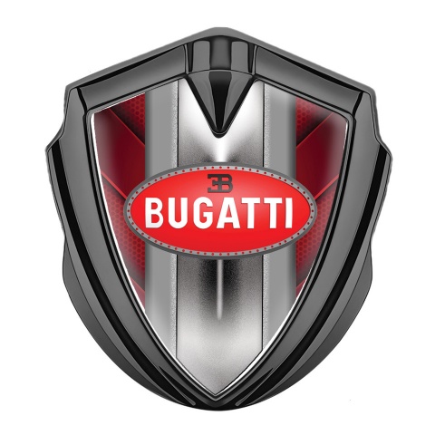 Bugatti Emblem Ornament Graphite Red Hexagon Classic Oval Logo