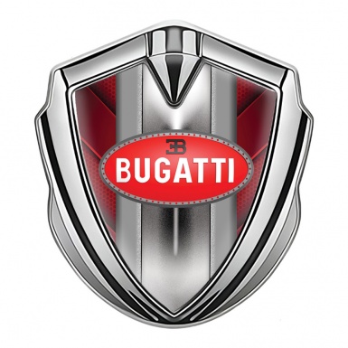 Bugatti Emblem Ornament Silver Red Hexagon Classic Oval Logo