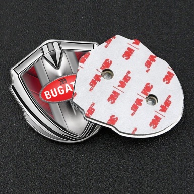 Bugatti Emblem Ornament Silver Red Hexagon Classic Oval Logo