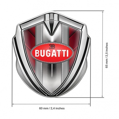 Bugatti Emblem Ornament Silver Red Hexagon Classic Oval Logo